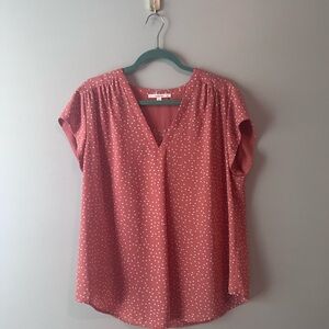 Pink and White Flutter Sleeve Blouse Relaxed Fit